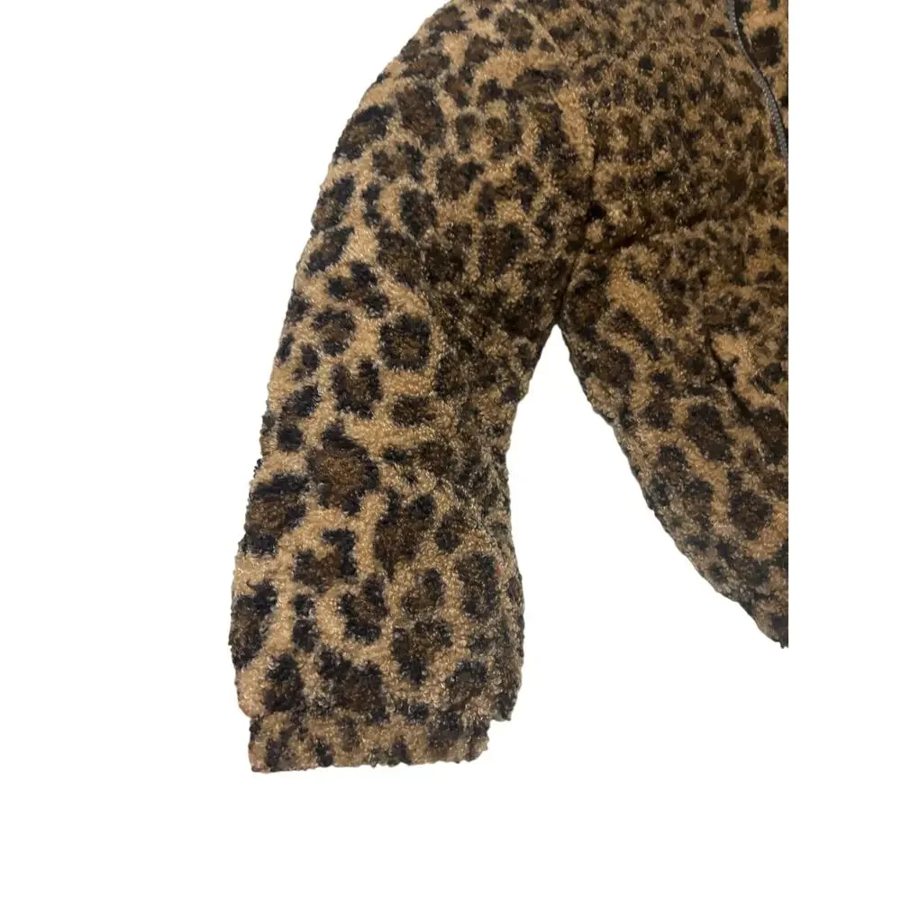 Kensie Girl 7/8 cheetah print boucle type finish puffer jacket euc w/ pockets